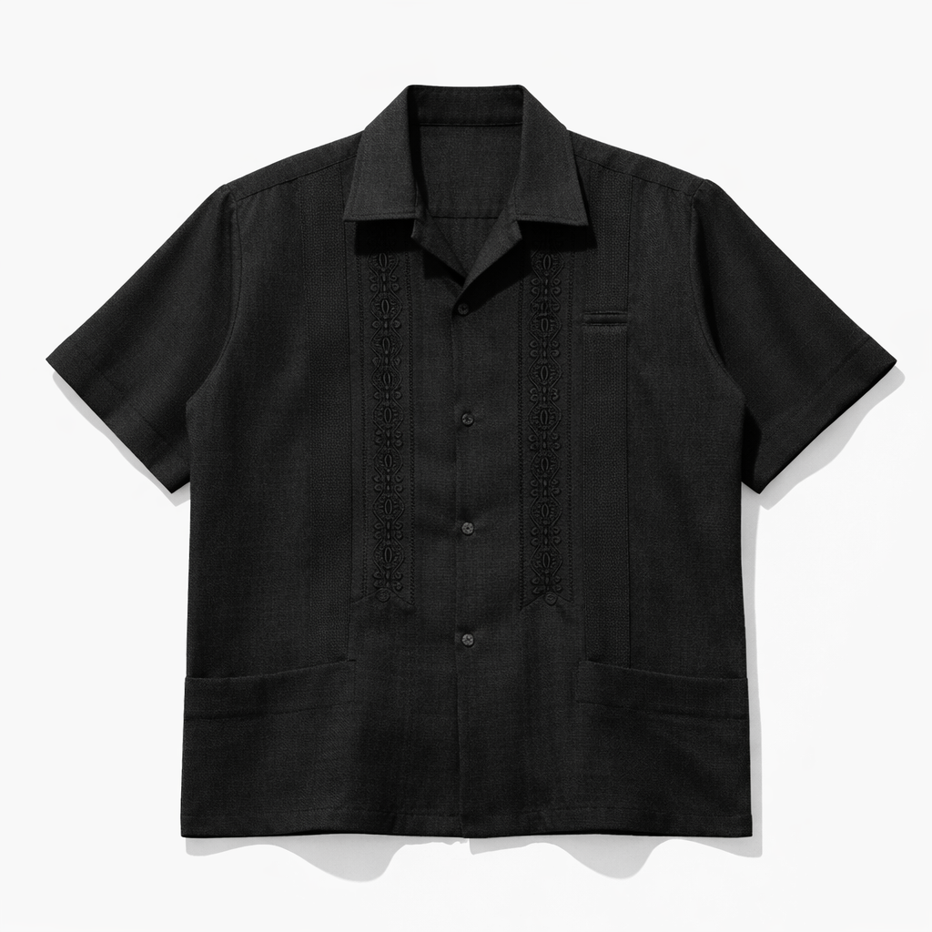 Guayabera Negra · Bordado Tonal